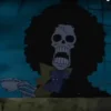 Brook from One Piece in serious moment showing the darker side of his undead existence and lonely past