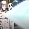 Enel from One Piece with lightning drums showing his god complex before his tragic downfall and inability to recover