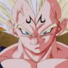 Majin Vegeta from Dragon Ball Z showing his evil transformation with characteristic sinister smile