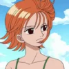 Nami from One Piece showing contemplative sad expression reflecting on her traumatic past with Arlong Pirates