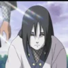 Orochimaru bowing with a calm expression, sunlight streaking across the scene, Naruto Shippuden.