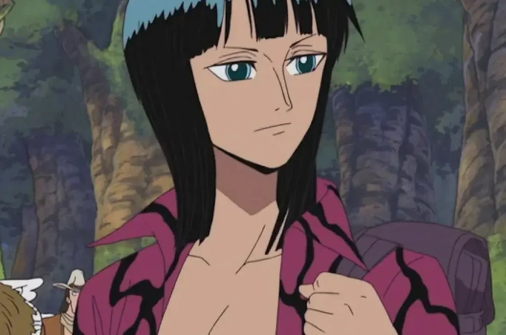 Nico Robin with serious expression showing how survival mode shaped her character after Ohara incident