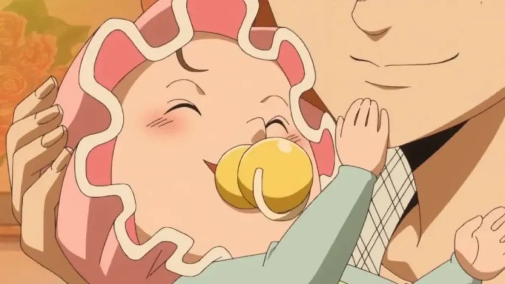 Happy baby from Señor Pink's family flashback in One Piece showing the joy before the tragedy