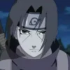 Itachi Uchiha walking through Konoha at night with a cold, determined expression before leaving the village — a moment that captures his silent pain and resolve in Naruto Shippuden.