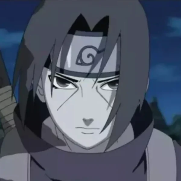 Itachi Uchiha walking through Konoha at night with a cold, determined expression before leaving the village — a moment that captures his silent pain and resolve in Naruto Shippuden.